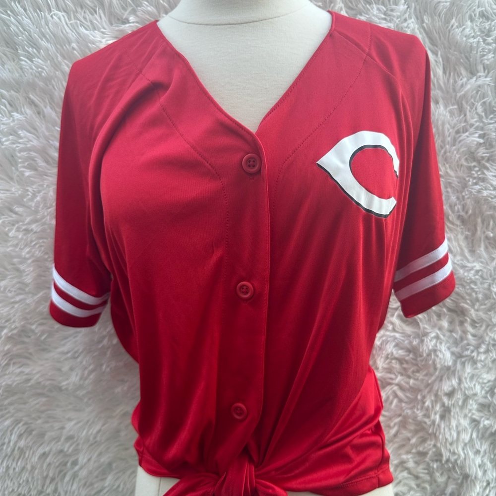 Cincinnati Reds Jersey Womens MLB Majestic Button Short Sleeve NWOT